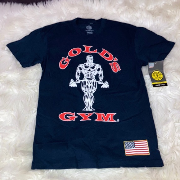 GOLD’S GYM Navy USA Weightlifter T-Shirt - Picture 1 of 4